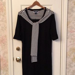 Black T-shirt dress with attached tie